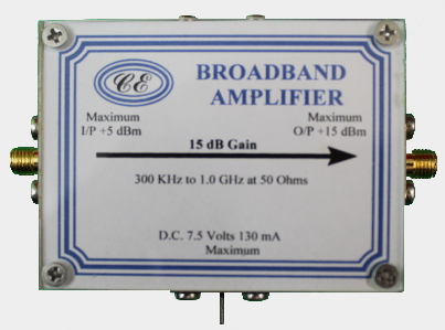 [Photograph of Broadband Amplifier Box showing connectors]