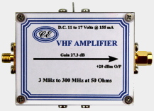 [Photograph of VHF Amplifier Box showing connectors]