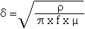 [formula for skin depth]